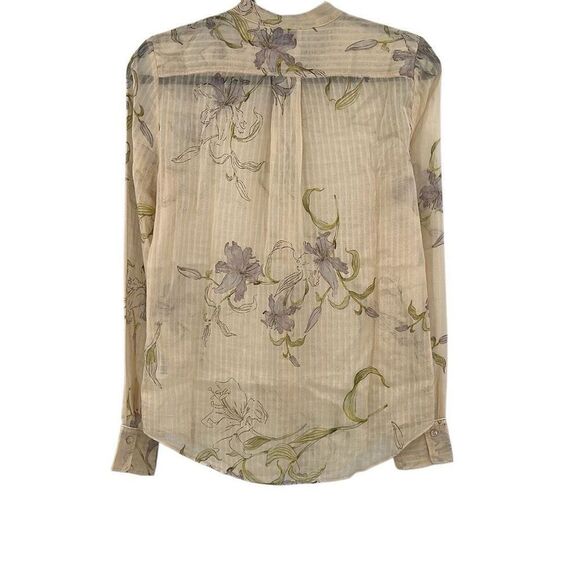 Forte Forte Cream Lily Print Italy Silk Blend Button Front Shirt Size 0 - Picture 3 of 11